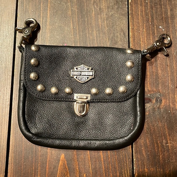 HarleyDavidson Bags Harley Davidson Black Leather Hip Bag Clip On